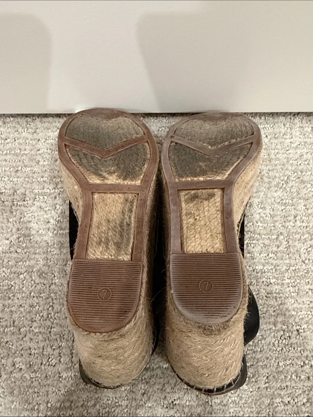 Marc Fisher Black Espadrille Wedge Sandals with Ankle Strap
